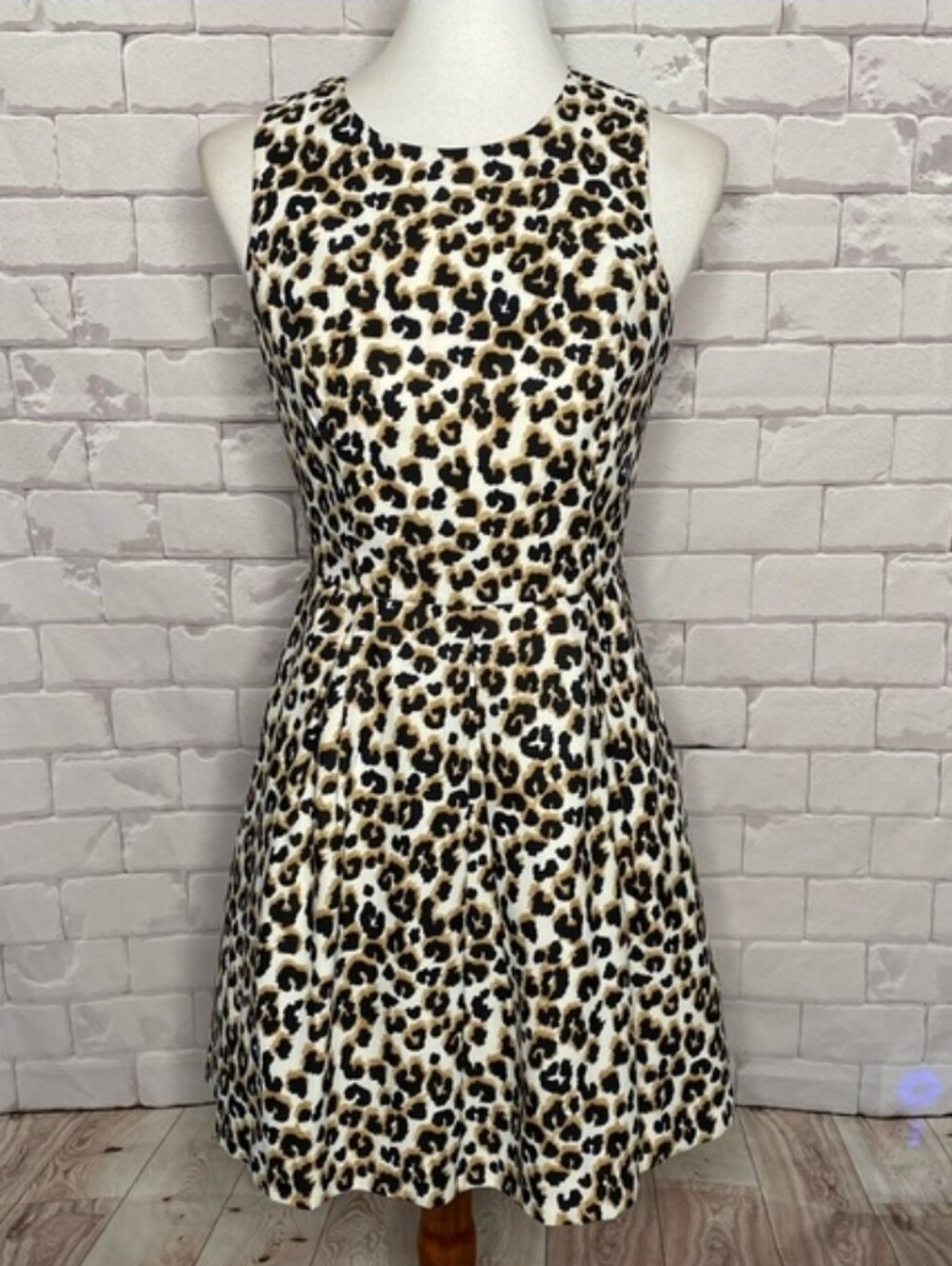 Forever 21 Vintage 50's Style Leopard Pleated Fit & Flare Cocktail Party Dress